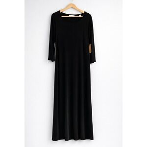Coldwater Creek Water Midi Dress NWT Black Travel Knit Size Large Wrinkle Free